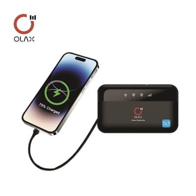 Picture of OLAX M100 Power Bank WiFi Router – 10,000mAh Portable Charger & WiFi 6 4G Router (Dual-Band, SIM Support)-Black