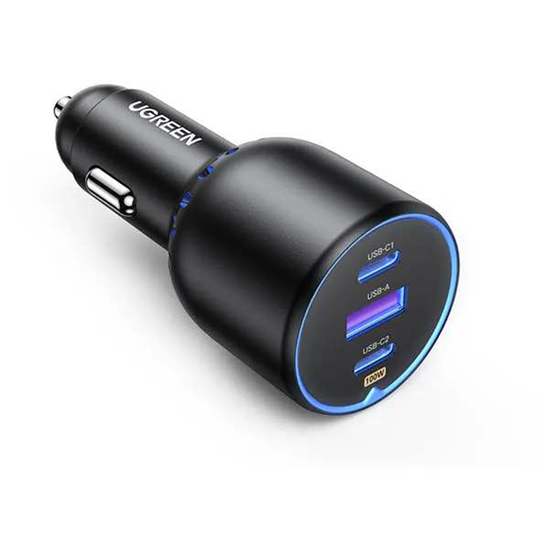 Picture of Ugreen Car Charger 130W 2x Type-c 1x USB A Super Fast Charging Adapter-Black