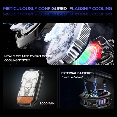 Picture of MEMO CX14 Mobile Phone Cooler Radiator with Digital Display and Battery-Black