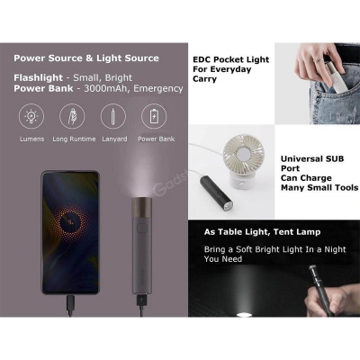 Picture of Xiaomi SOLOVE X3 USB Flashlight & 3000mAh Power Bank-Turquoise