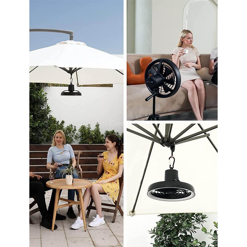 Picture of JISULIFE FA17 Outdoor LED Ceiling Fan With Long Tripod Stand-Black