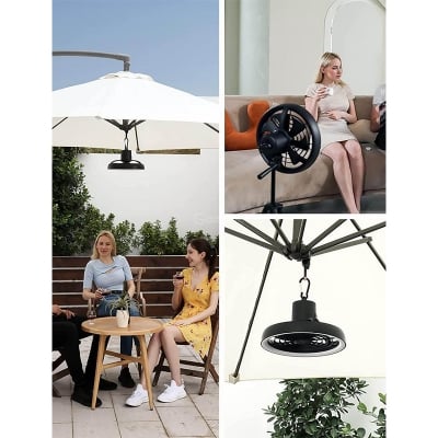 Picture of JISULIFE FA17 Outdoor LED Ceiling Fan With Long Tripod Stand-Black