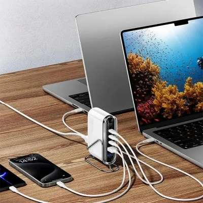 Picture of MOMAX 1-Charge Flow+ 120W USB-C & USB-A 6-Port GaN Desktop Charger (UM55)-White