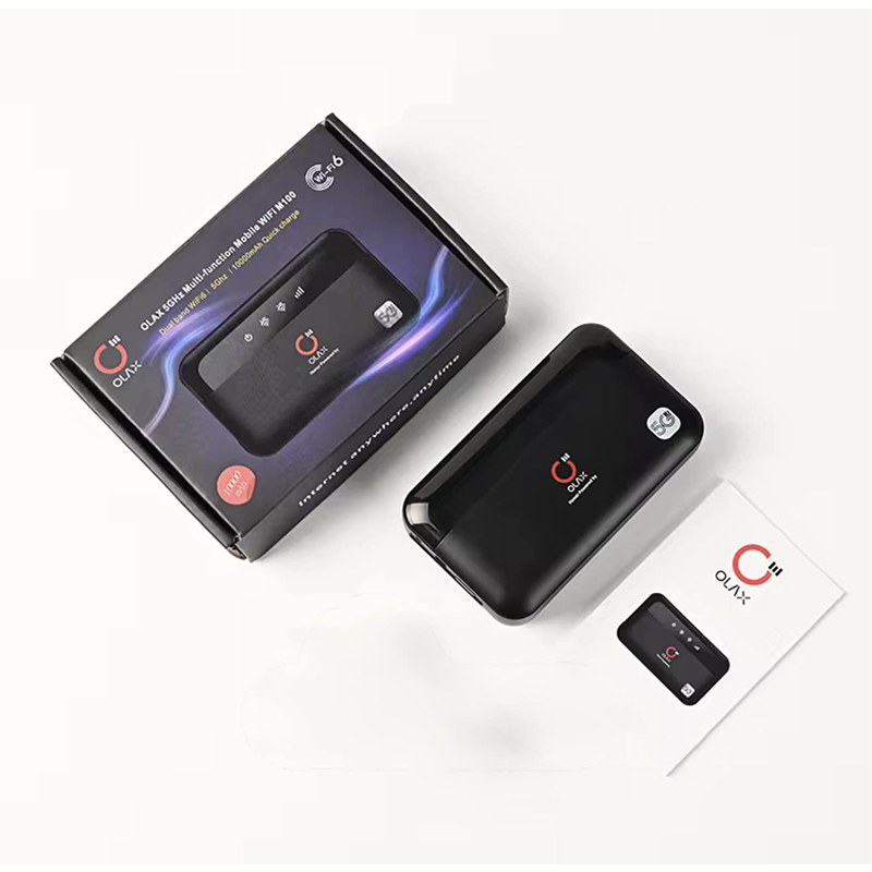 Picture of OLAX M100 Power Bank WiFi Router – 10,000mAh Portable Charger & WiFi 6 4G Router (Dual-Band, SIM Support)-Black