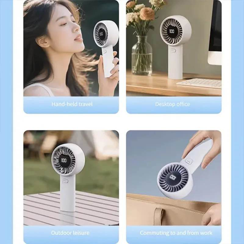 Picture of Qualitell Y4 Handheld Mini Fan: Digital Display 3600mAh Cooling-White
