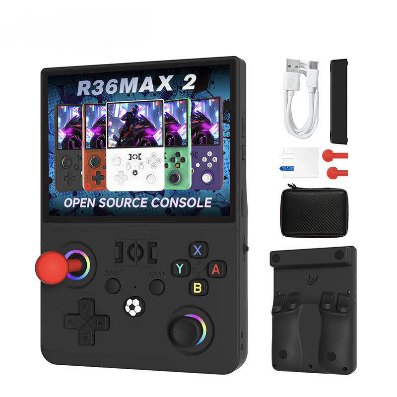Picture of R36 Max 2 Handheld Game Console with WiFi 2 Player Arcade Game 4000mAh Battery 4.5Inch crystal clear OLED quality IPS Screen-Black