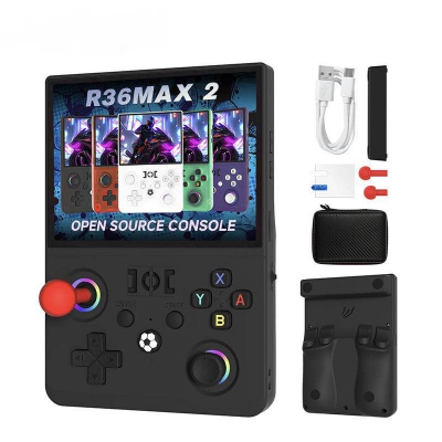 Picture of R36 Max 2 Handheld Game Console with WiFi 2 Player Arcade Game 4000mAh Battery 4.5Inch crystal clear OLED quality IPS Screen-Black