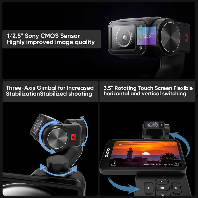 Picture of Ordro M5 5K Pocket Gimbal Camera with IR Night Vision-3-Axis Stabilized Handheld Vlog Camcorder-Black