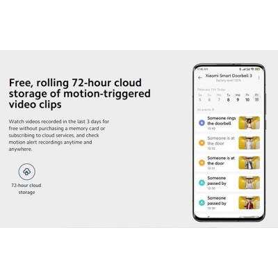 Picture of Xiaomi MJML05-FJ Smart Doorbell 3 Sharp 2K Clarity 5200mAh Battery-Black