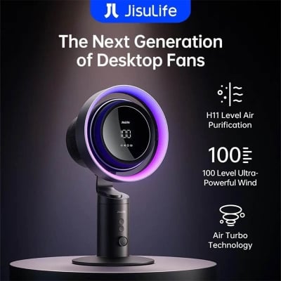 Picture of JISULIFE Table Fan Pro 3 Turbo Oscillating Fan with Air Purifier-Black