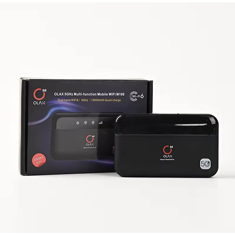 Picture of OLAX M100 Power Bank WiFi Router – 10,000mAh Portable Charger & WiFi 6 4G Router (Dual-Band, SIM Support)-Black