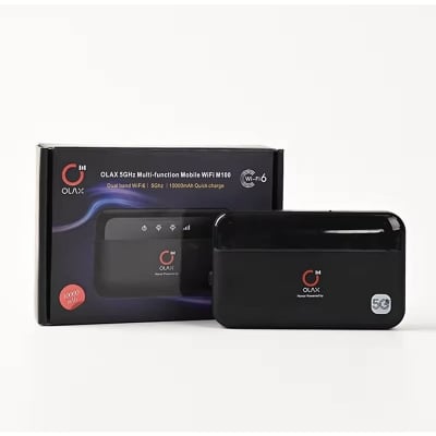 Picture of OLAX M100 Power Bank WiFi Router – 10,000mAh Portable Charger & WiFi 6 4G Router (Dual-Band, SIM Support)-Black