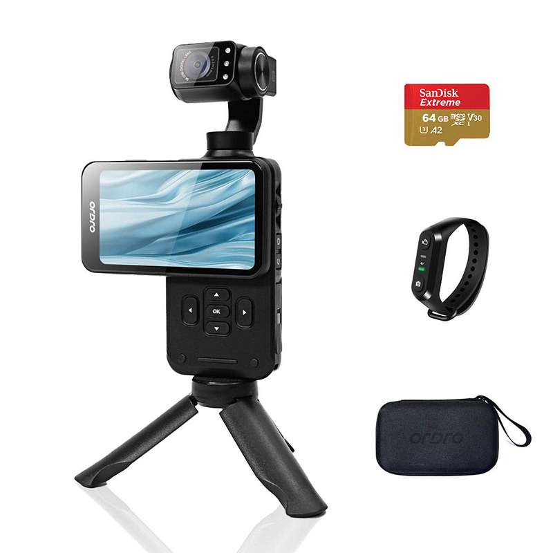 Picture of Ordro M5 5K Pocket Gimbal Camera with IR Night Vision-3-Axis Stabilized Handheld Vlog Camcorder-Black