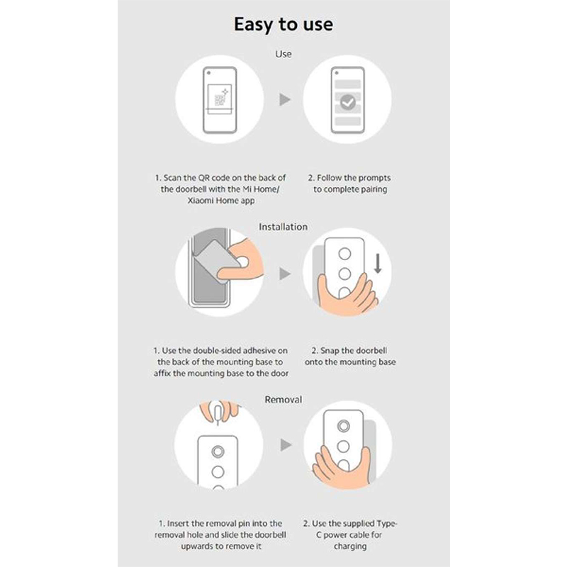 Picture of Xiaomi MJML05-FJ Smart Doorbell 3 Sharp 2K Clarity 5200mAh Battery-Black