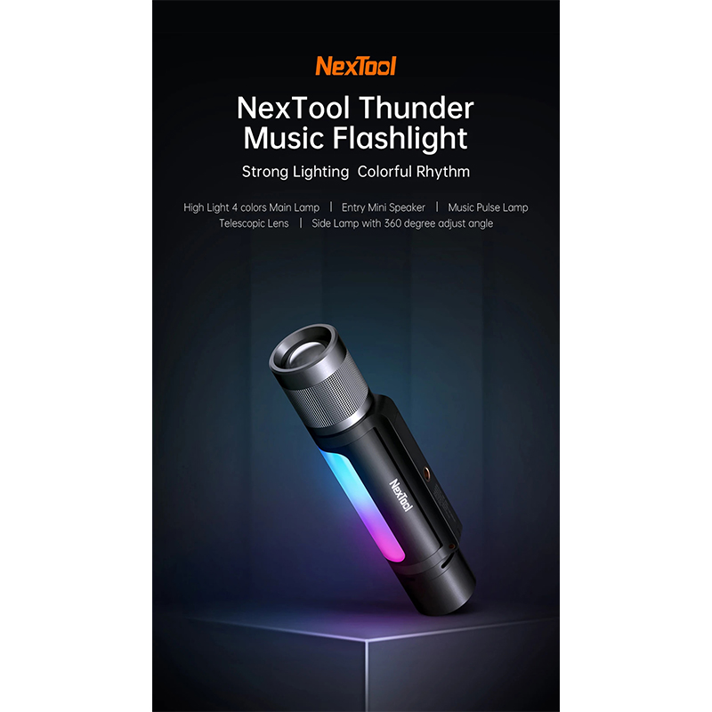 Picture of NexTool Outdoor 12 in 1 Thunder Music Flashlight 900lms-Black