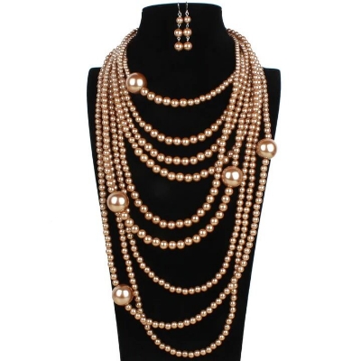 Picture of Fashion Exaggerated Multi Layer Pearl Necklace Set