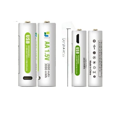 Picture of USB Rechargeable Battery | Fast Charging | Reusable Rechargeable Battery for Toys  Remotes & Home Devices - Grey