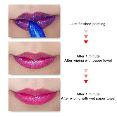 Picture of Color Changing Lipstick Waterproof Blue Lipstick That Turn PinkWipe Blue Turns To Pink Moisturizing Lipstick Lip Gloss Lips Care