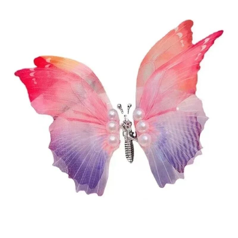 Picture of Moving Butterfly Hair Clip Children Double Layer Butterfly Hair Clip Colorful Hairpin Sweet Cute Butterfly Barrette Accessories