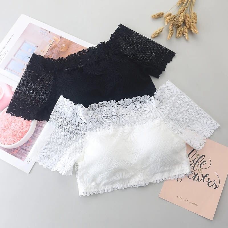 Picture of Women's Off-Shoulder Lace Crop Top | Wire-Free Lightly Padded Bralette | Stretch Polyamide & Spandex | Imported from China Blouse for Women - Suit Only: 38