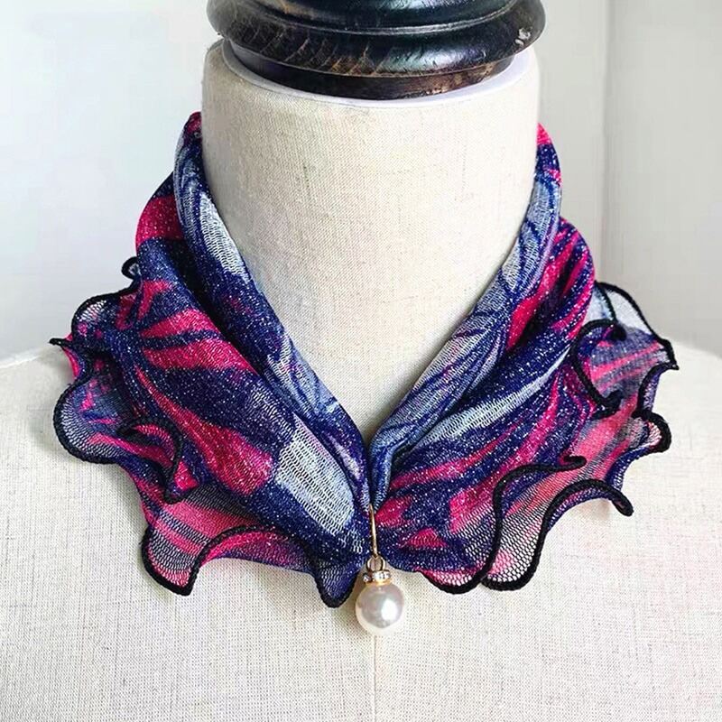 Picture of Fashion Lace Variety Scarf Necklace Creative Fake Pearl Pendant Scarf Chiffon Loop Scarf For Women Clothing Accessories