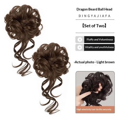 Picture of Messy Bun Hair Piece Tousled Updo With Tendrils Hair Bun Extensions Wavy Curly Hair For Women