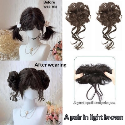 Picture of Messy Bun Hair Piece Tousled Updo With Tendrils Hair Bun Extensions Wavy Curly Hair For Women