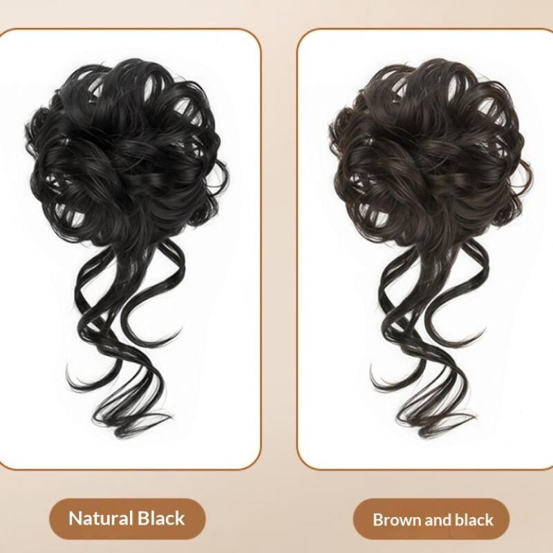 Picture of Messy Bun Hair Piece Tousled Updo With Tendrils Hair Bun Extensions Wavy Curly Hair For Women