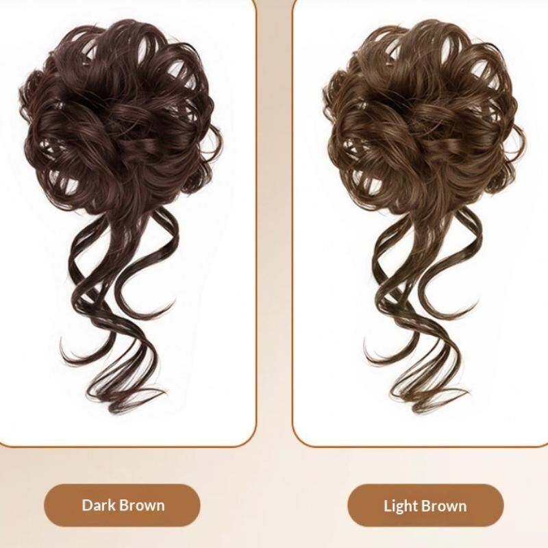 Picture of Messy Bun Hair Piece Tousled Updo With Tendrils Hair Bun Extensions Wavy Curly Hair For Women