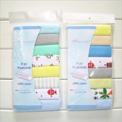 Picture of 8PCS 100% Cotton Newborn Baby Towels Set | Soft Baby Washcloths, Burp Cloths & Saliva Towels | Reusable Feeding & Handkerchief Towels for Boys & Girls