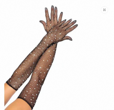 Picture of Women's Mesh Long Gloves | Elegant Sheer Opera Gloves for Wedding, Bridal, Party & Formal Evening Wear | Stretch Finger Gloves - Suit Only: 34
