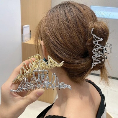 Picture of Hair Clip for Women | Gold Metal Hair Claw Clip | Elegant Fashion Hair Accessory for Girls & Women
