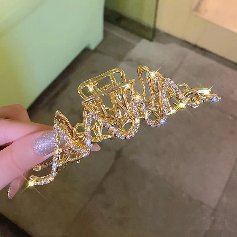 Picture of Hair Clip for Women | Gold Metal Hair Claw Clip | Elegant Fashion Hair Accessory for Girls & Women