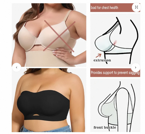 Picture of Strapless Bras for Women Lift Bra Wire-Free Anti-Slip Invisible Push Up Seam-free Detachable Straps Bandeau