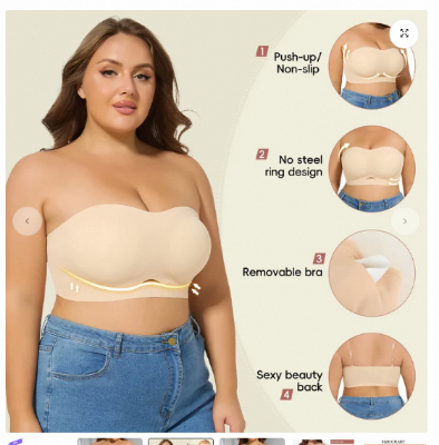 Picture of Strapless Bras for Women Lift Bra Wire-Free Anti-Slip Invisible Push Up Seam-free Detachable Straps Bandeau