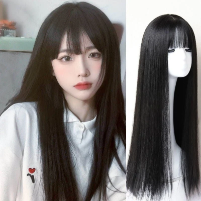 Picture of Wigs for women with air bangs, long straight hair, soft girl, realistic and natural full head set (Available)