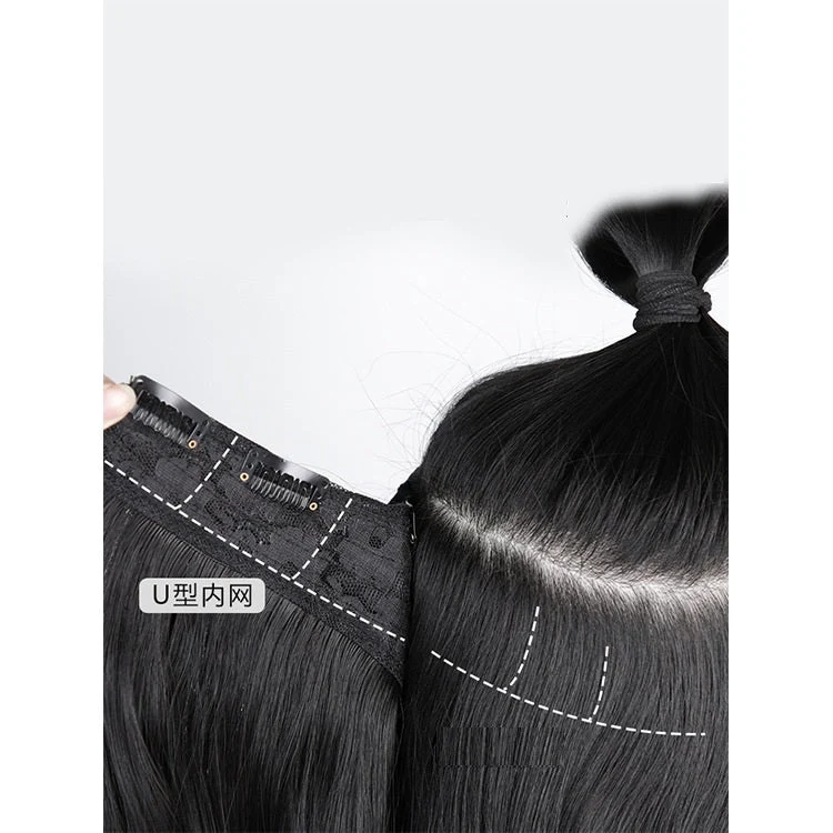 Picture of Wig piece one-piece big wave U-shaped curly hair natural fluffy hair volume wig female long hair seamless