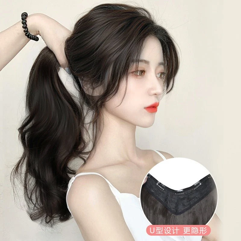 Picture of Wig piece one-piece big wave U-shaped curly hair natural fluffy hair volume wig female long hair seamless