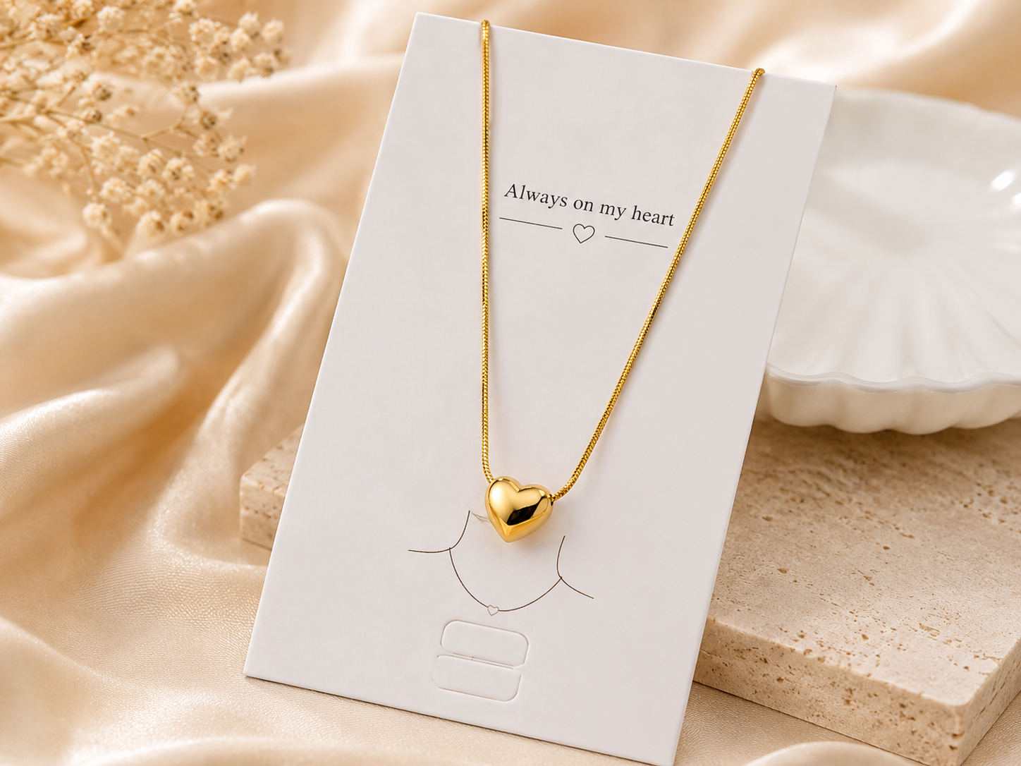 Picture of Women's Gold Heart Pendant Necklace | Korean Style Minimalist Chain | Elegant Fashion Jewelry Gift - Gold