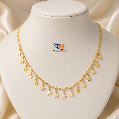 Picture of Women's  Star Charm Necklace | Korean Style Fashion Chain | Elegant Party Jewelry Gift - Gold