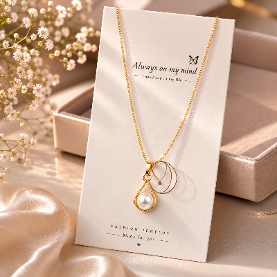 Picture of Elegant Pearl Pendant Necklace for Women | Gold-Tone Korean Chain | Minimalist Jewelry - Gold