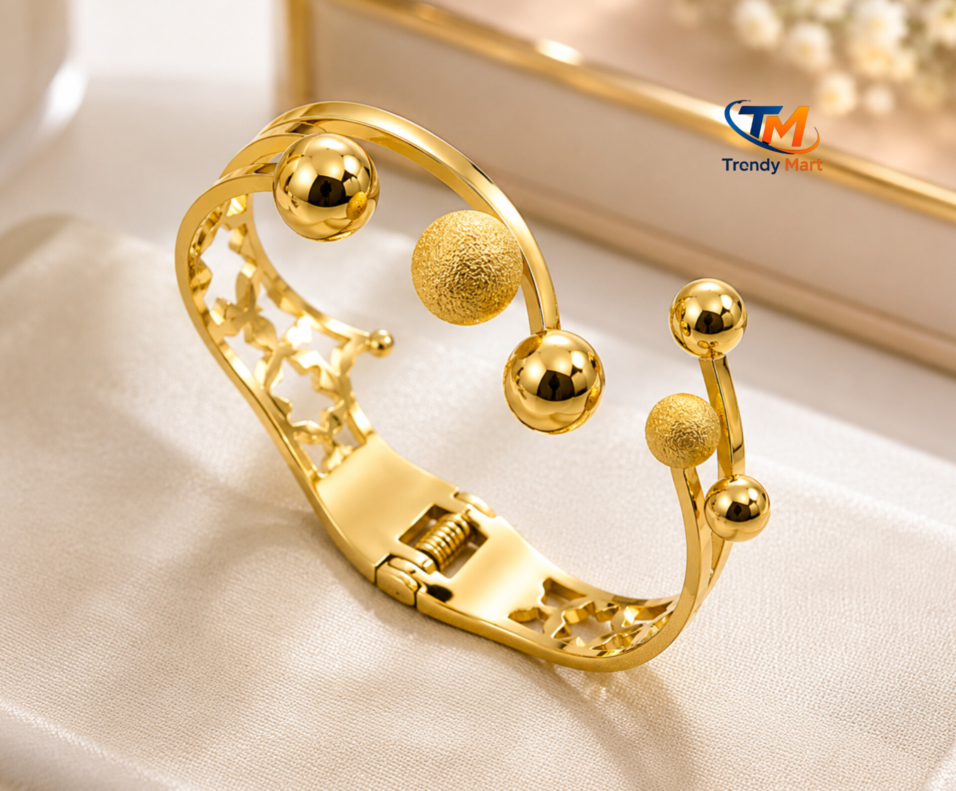 Picture of Luxury Gold Adjustable Open Cuff Bracelet for Women | Fashion Bangle - Gold