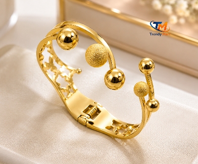 Picture of Luxury Gold Adjustable Open Cuff Bracelet for Women | Fashion Bangle - Gold