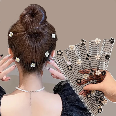 Picture of Camellia Hair Comb Invisible Bangs Hair Clip Tidy Artifact Hair pin Girls Hairpin Women Tools Fixed Inser Comb Hair Accessories - Multicolor