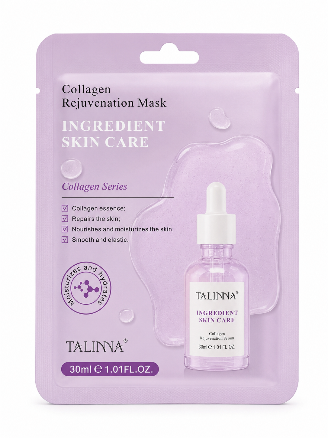 Picture of TALINNA Ingredient Skin Care 4-Piece Combo – Vitamin C, Niacinamide, Collagen & Polypeptide Serum Sheet Mask