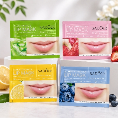 Picture of SADOER 4-Piece Fruit Series Lip Mask Combo – Aloe, Strawberry, Lemon & Blueberry - Multicolor