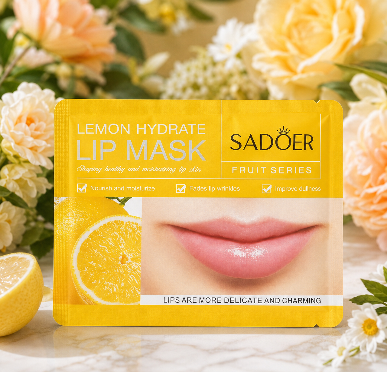 Picture of SADOER 4-Piece Fruit Series Lip Mask Combo – Aloe, Strawberry, Lemon & Blueberry - Multicolor