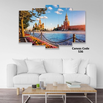 Picture of 5 Pcs Wall Canvas Art Set - Famous Moscow Cityscape Architecture - HD Print on PVC Board - Modern Home Decoration for Living Room & Office - Multicolor