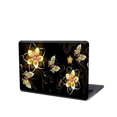 Picture of Beautiful Yellow Flower Design Removeable Laptop Sticker for Back Side Laptop skin for any kind of Laptop - Multicolor