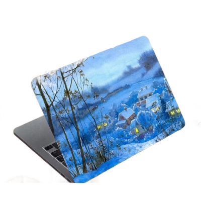 Picture of Snow Coverage Village Poster Premium Laptop Sticker AR-5889 - Multicolor